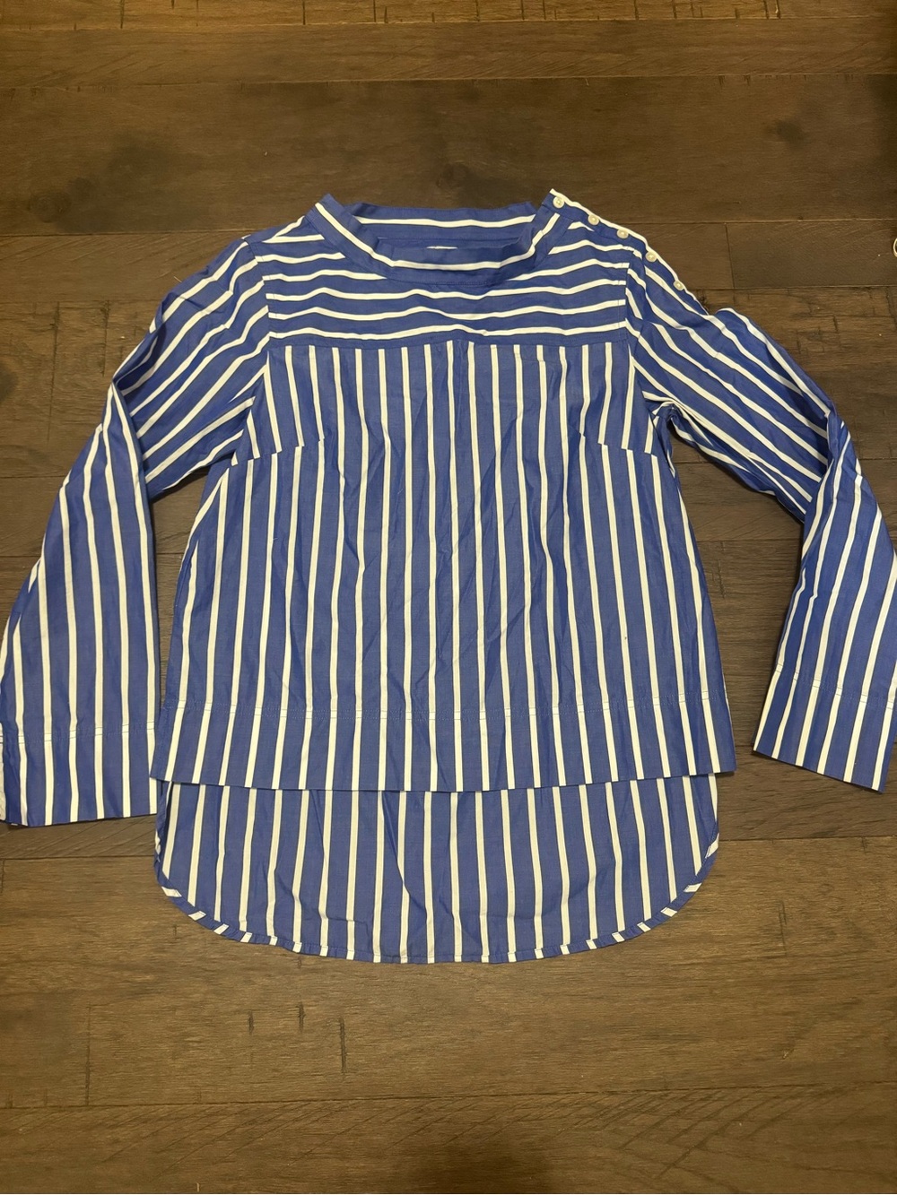 J. Crew Blue and White Striped Long Sleeve Top